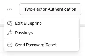 Actions dropdown on the user profile page
