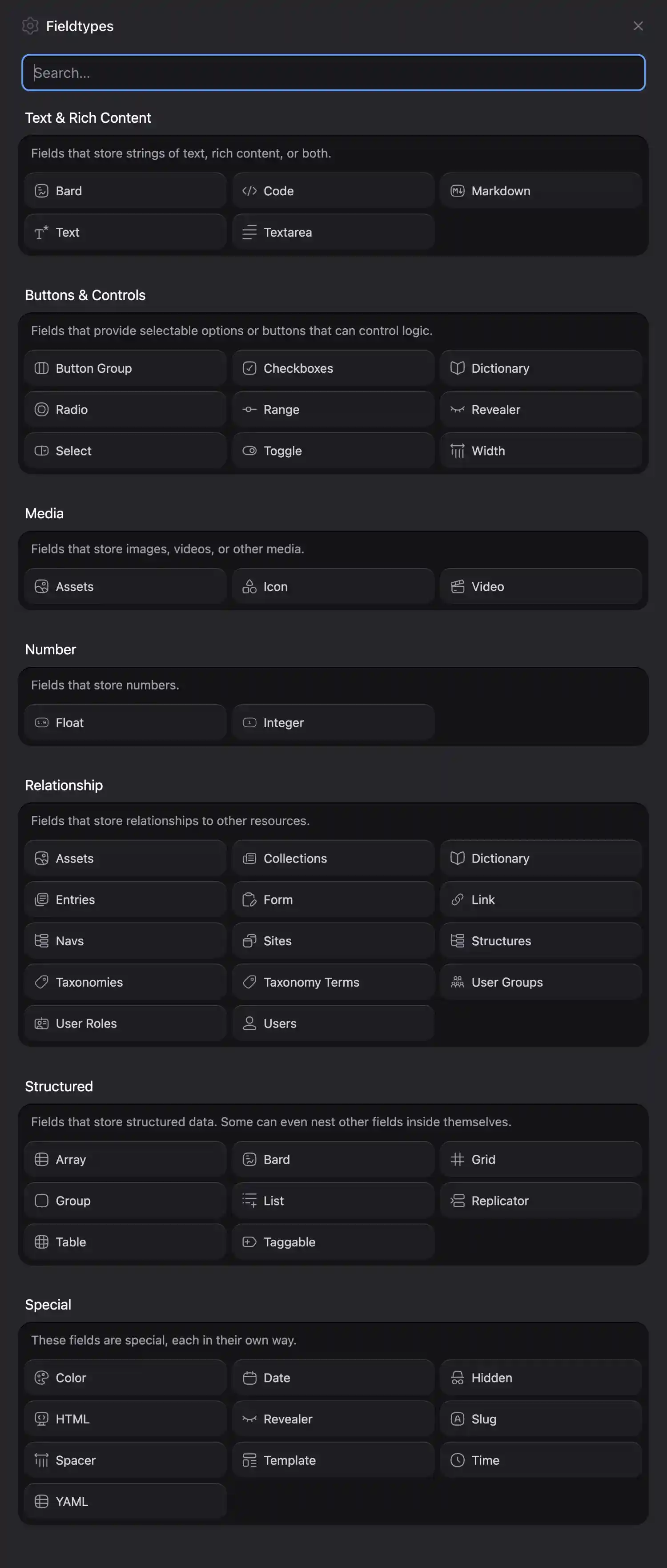 Statamic 6 fieldtype picker