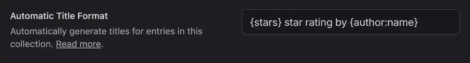 Entry Title Format Setting