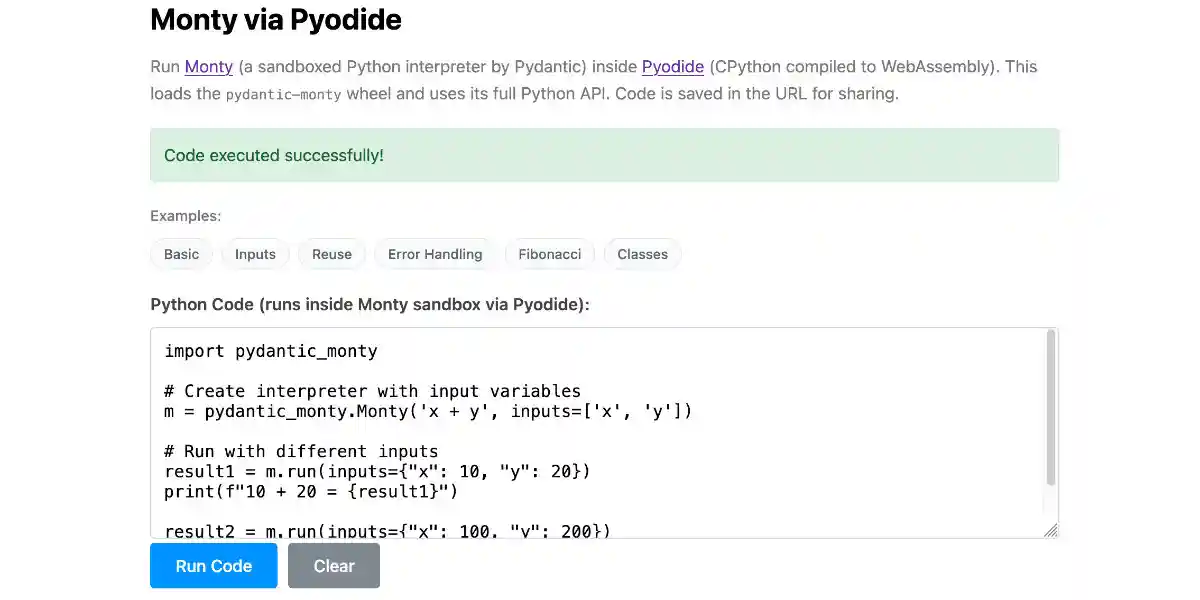 Visit Running Pydantic's Monty Rust sandboxed Python subset in WebAssembly