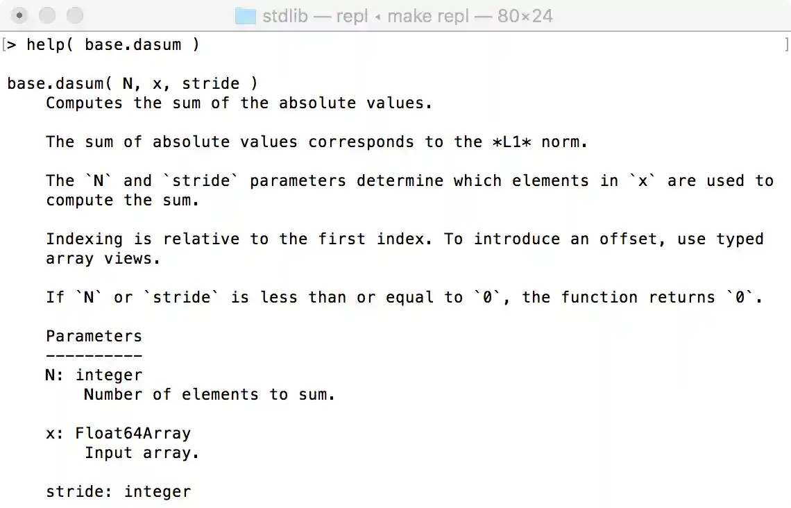 Real-eval-print-loop displaying integrated help.