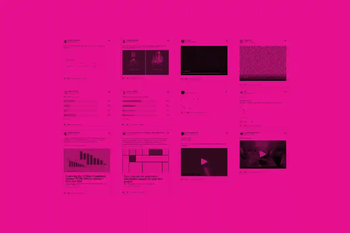 A tinted collage of multiple tweets.