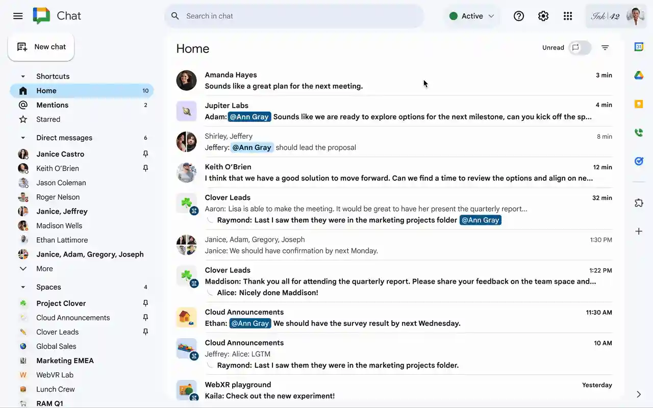 This image shows how to summarize unread conversation or space in Home