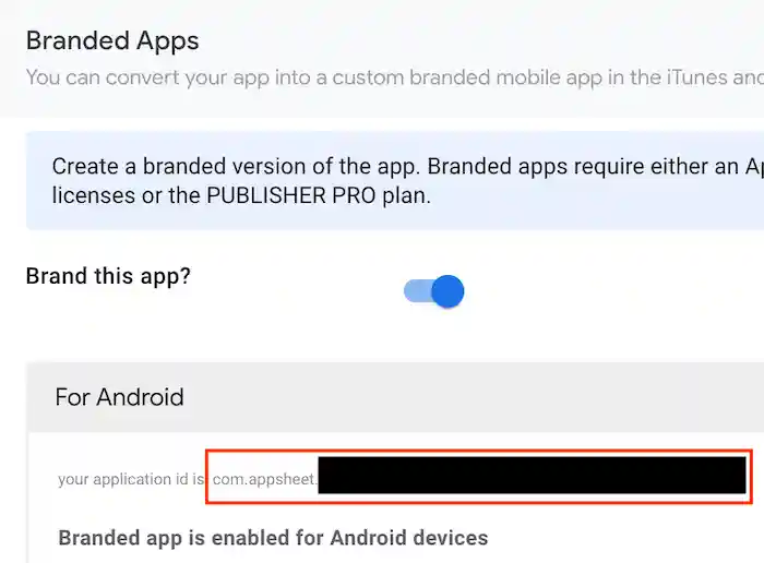 Branded app - For Android app ID