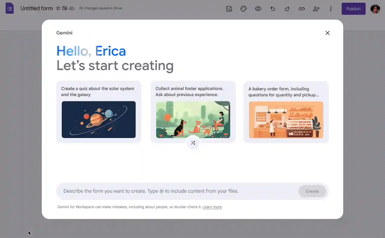 Learn how to use Gemini to create a form
