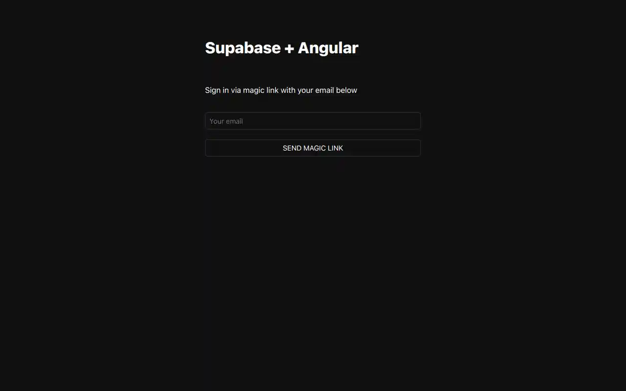 Screenshot of the Supabase Angular application running in a browser