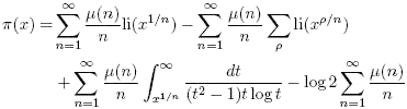 An exact formula for π(x)