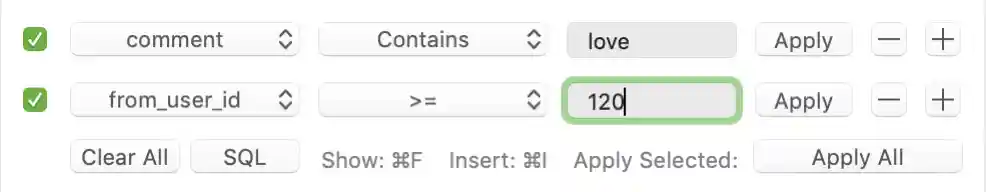 Showcase advanced filters feature