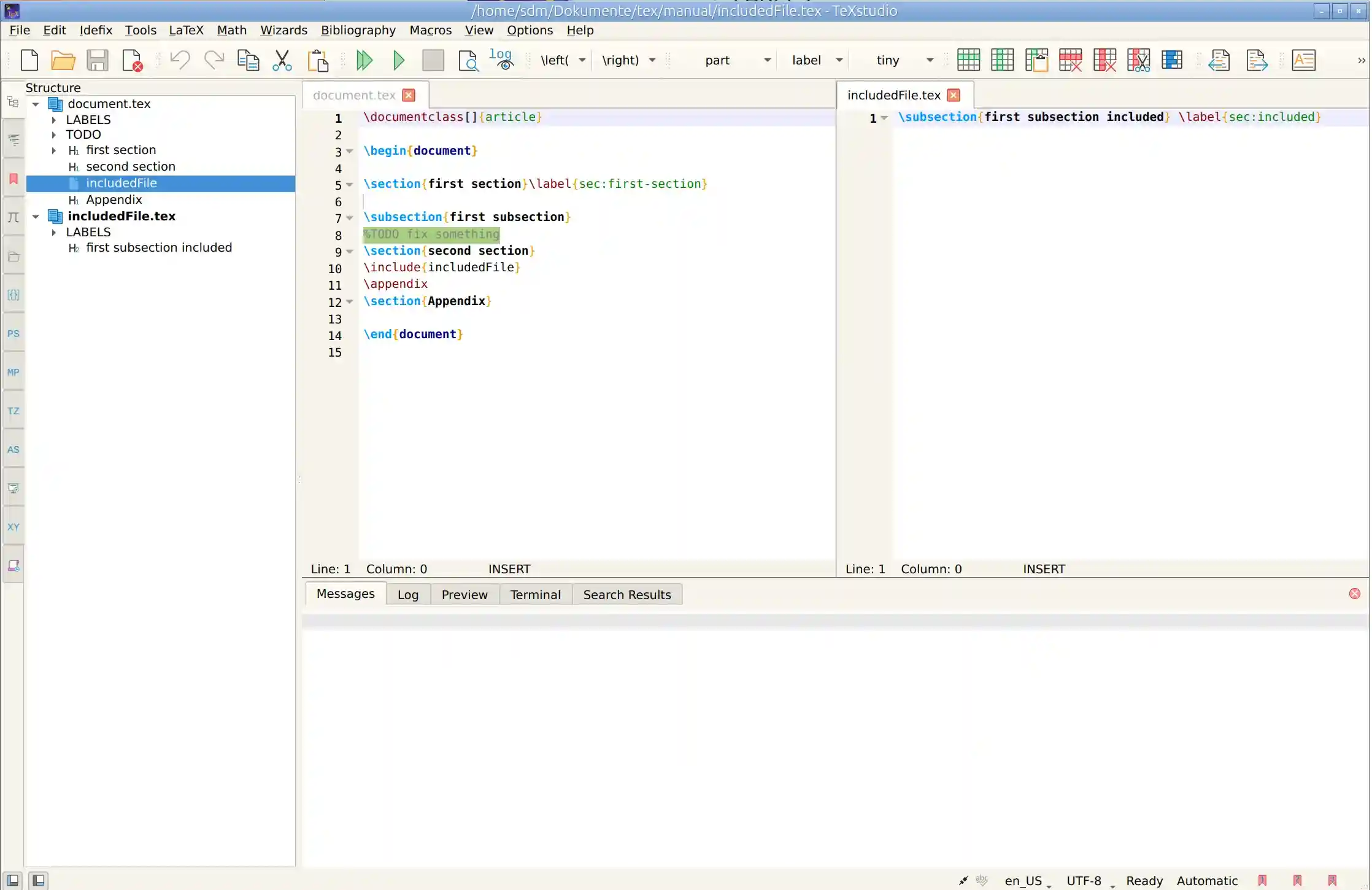 Two views visible, each with its own tab bar.