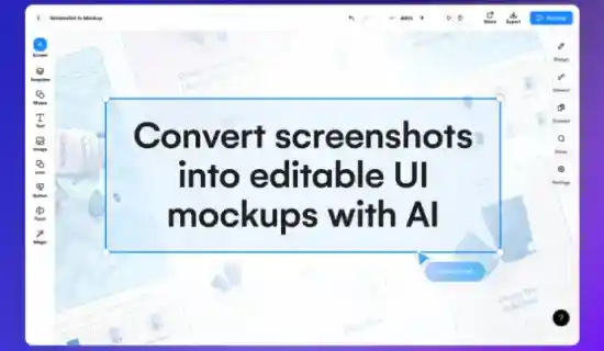 Uizard interface showing converting screenshots to editable mockups