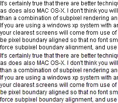 Text without rendering (upper portion) and text with ClearType rendering (lower portion)
