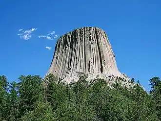 Devils Tower, an archetypal example of an inselberg in Wyoming, US