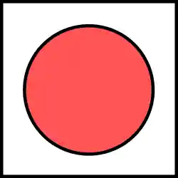 A circle filled with red inside a square. The area outside the circle is unfilled. The borders of both the circle and the square are black.