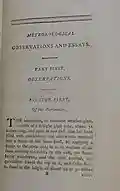First page of "Meteorological Observations and Essays"