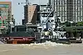 Towboat Donna York pushing barges of coal up the Ohio River at Louisville, Kentucky, United States