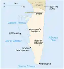 Old map of the Gibraltar peninsula