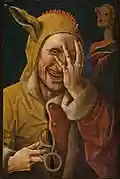 Laughing Jester, unknown Early Netherlandish artist (possibly Jacob Cornelisz van Oostsanen), c. 1500