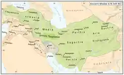 Hypothetical map of the Median kingdom at its maximum extent