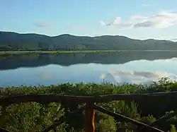 A tranquil scene at a lake on the Garden Route
