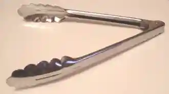 Two pieces of metal joined at one end by a hinge, with the other end flat and ridged.