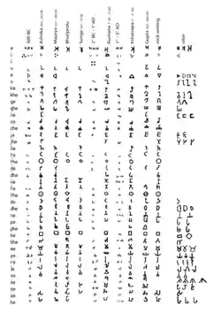 Brahmi and its descendent scripts.