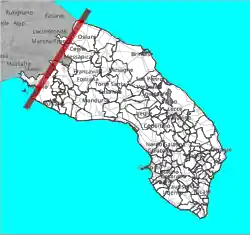 Geographical borders of Salento (the so called "messapic threshold")
