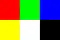 A grid of colors: red, green, blue, yellow, white and black