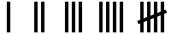 From left to right: tally marks denoting 1, 2, 3, 4, and 5, respectively.