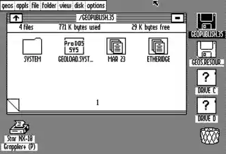 GEOS (1986), hier die 8-Bit-Version auf einem Apple II