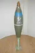 120 mm HE mortar shell fitted with M734 proximity fuze