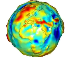 Image of globe combining color with topography.