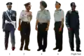 Indian Air Force uniforms, showing plastic bilingual name tags on ceremonial uniforms and an English cloth name tape on the flight suit