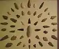 A collection of stone projectile points from North America.