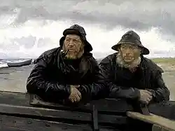 Two Fishermen by a boat
