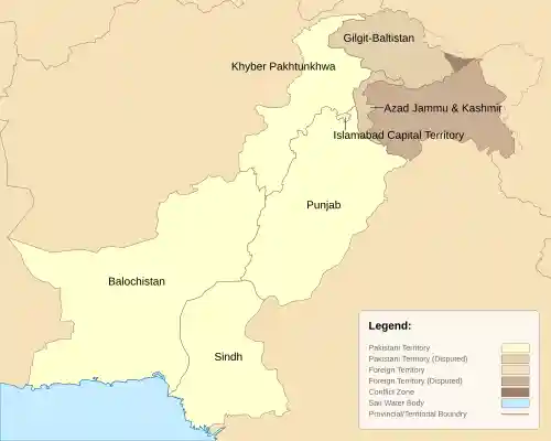 A clickable map of Pakistan exhibiting its administrative units.