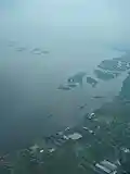 Aerial view of Pool Malebo from above Kinshasa