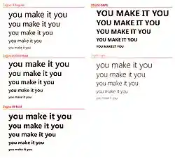 Sample text of the Zegoe fonts.