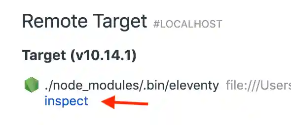 The Chrome inspect page showing the inspect button