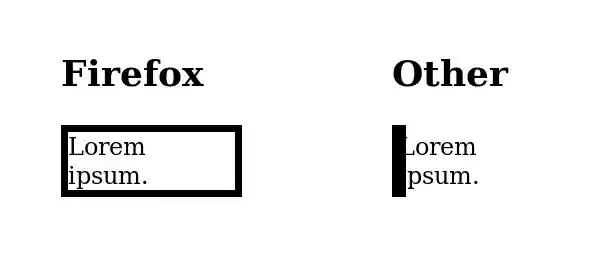 Output in Firefox vs other browsers of the previous example