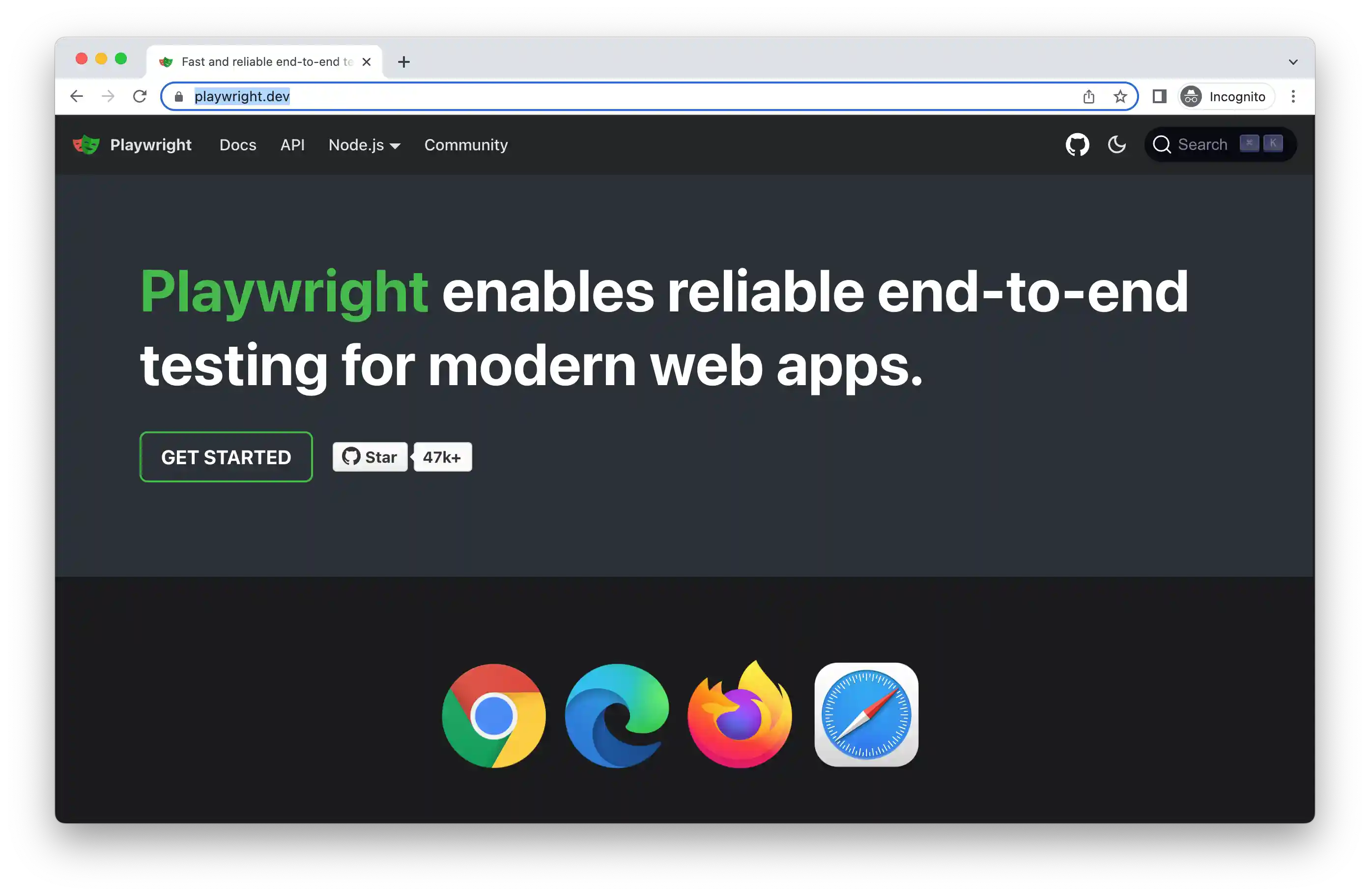 playwright web in dark mode