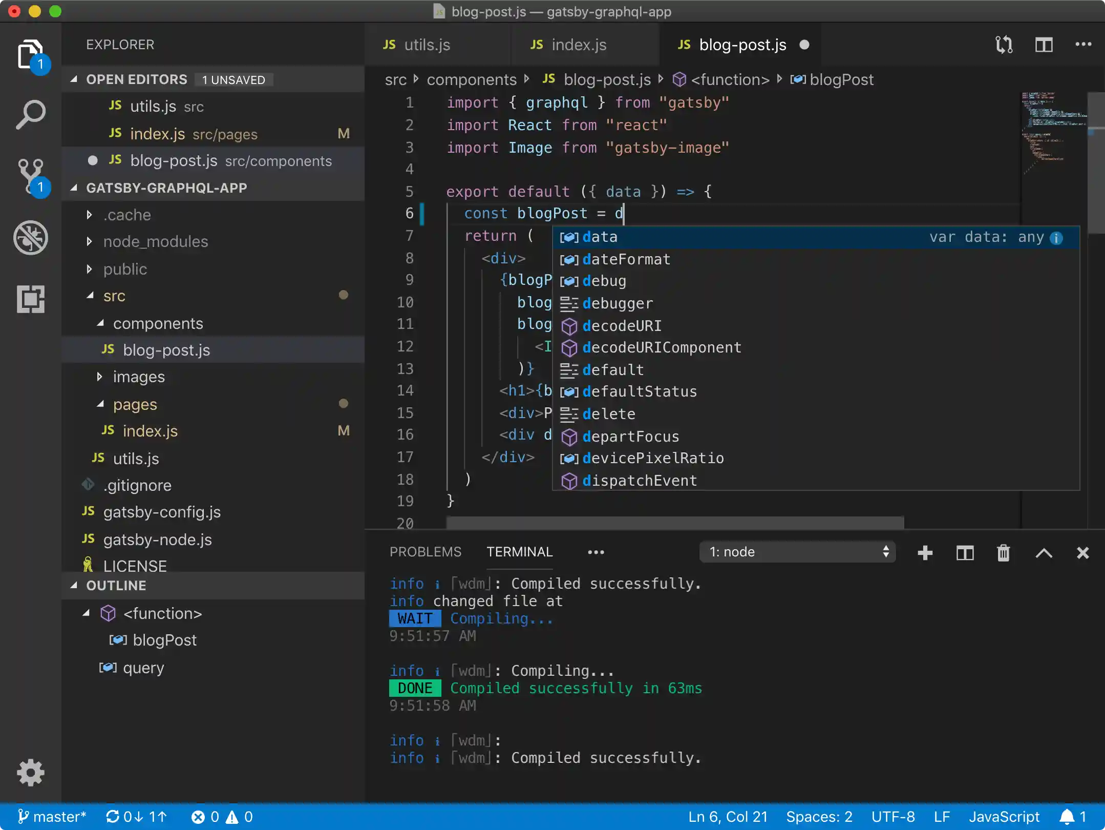 VS Code in action
