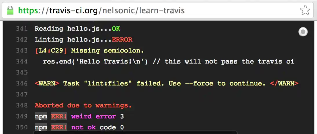 Travis Build Failing Error Message
