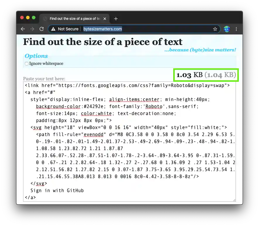 byte-size-of-github-button