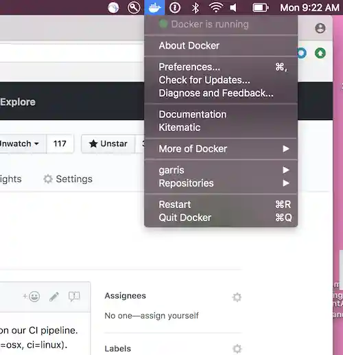 MacOS Docker Menu Item
