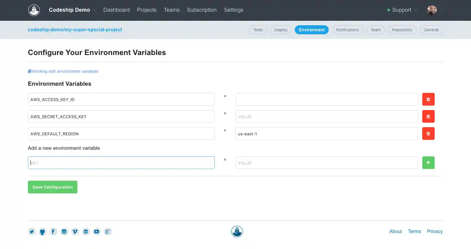 Environment variables