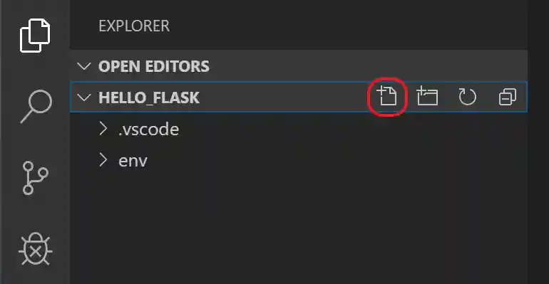 Flask tutorial: new file icon in Explorer View
