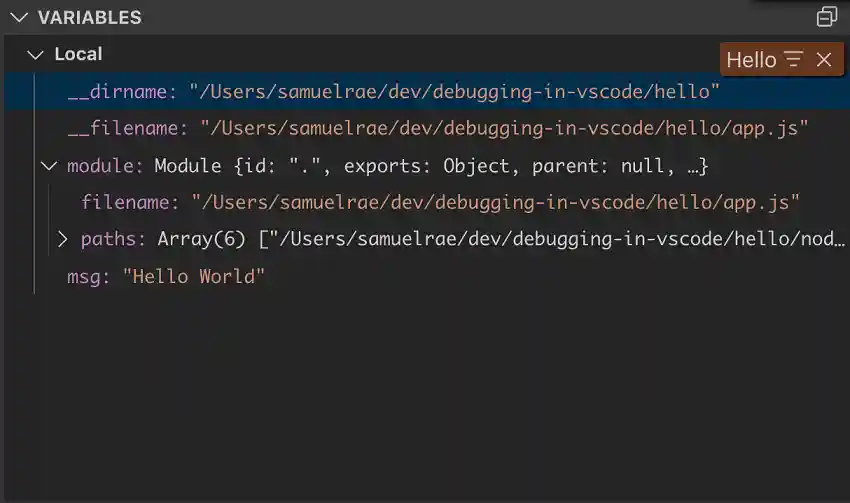 Filtering in the Variables section