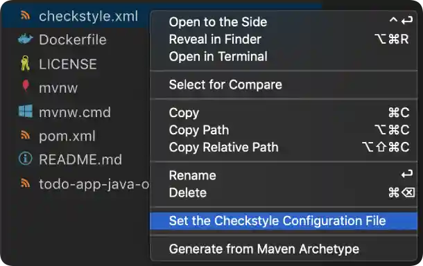 Set Checkstyle configuration file