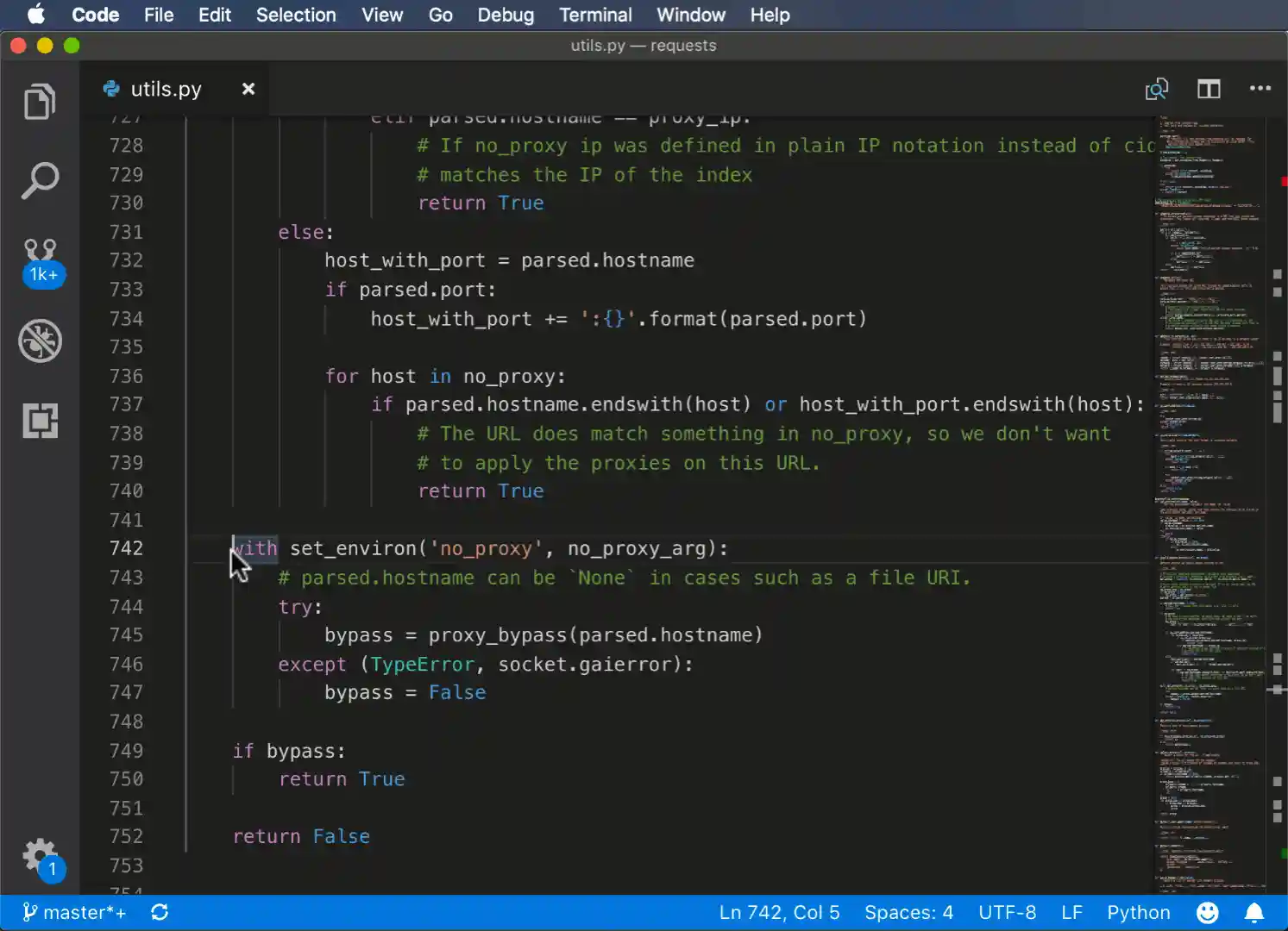 Screenshot of Visual Studio Code refactoring