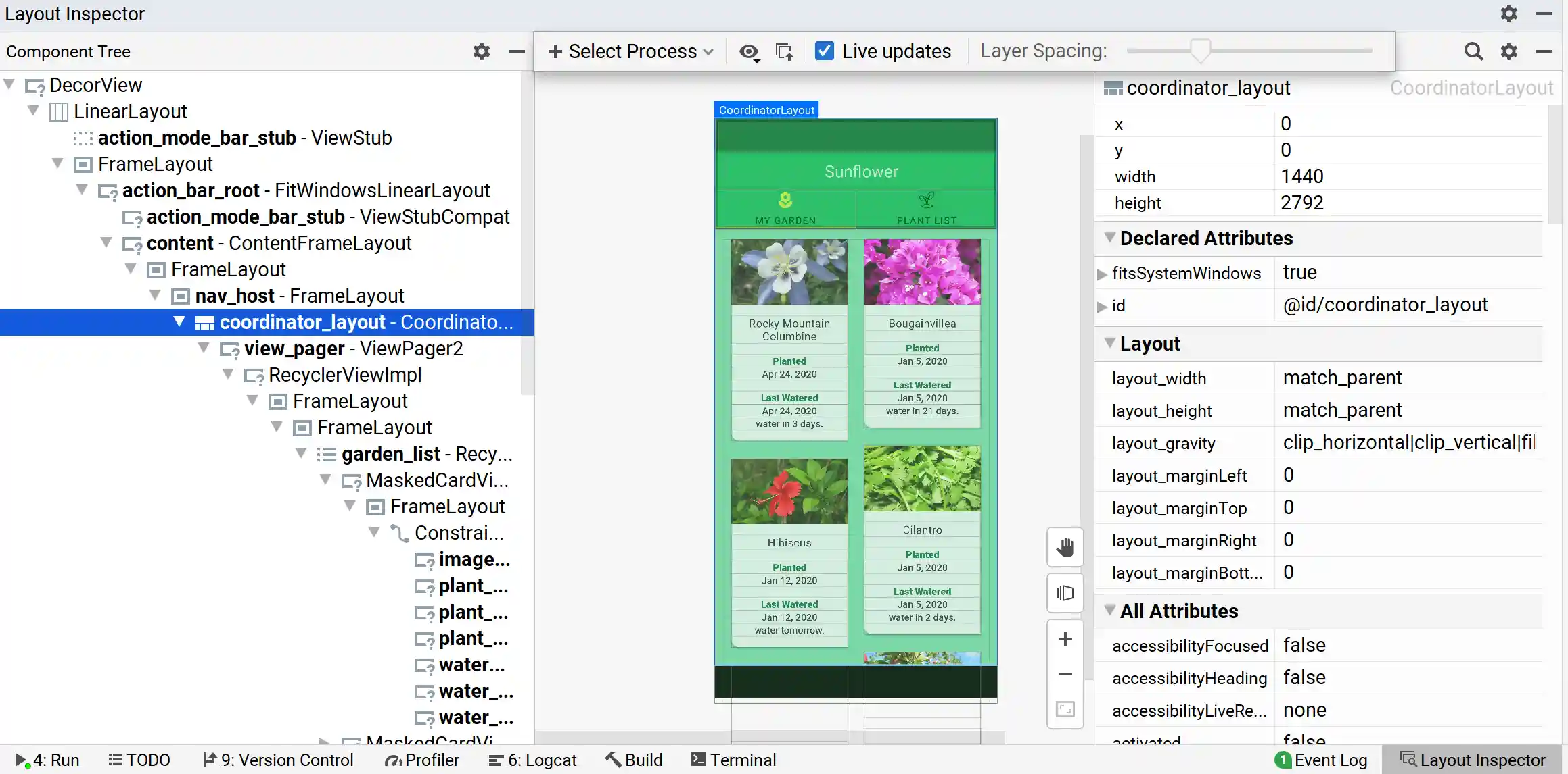 Dynamic layout hierarchy